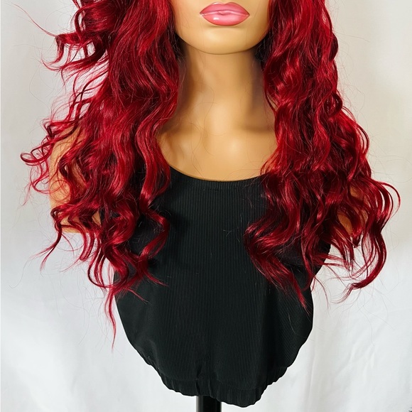 A Fabulous 24” Ruby Red 13x2.5 Premium Fiber Lace Front Wig - Daily Wear/Events - Picture 12 of 15